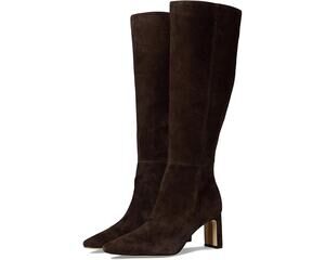 Sam Edelman Dark Brown Suede Knee-High Block-Heel Boots